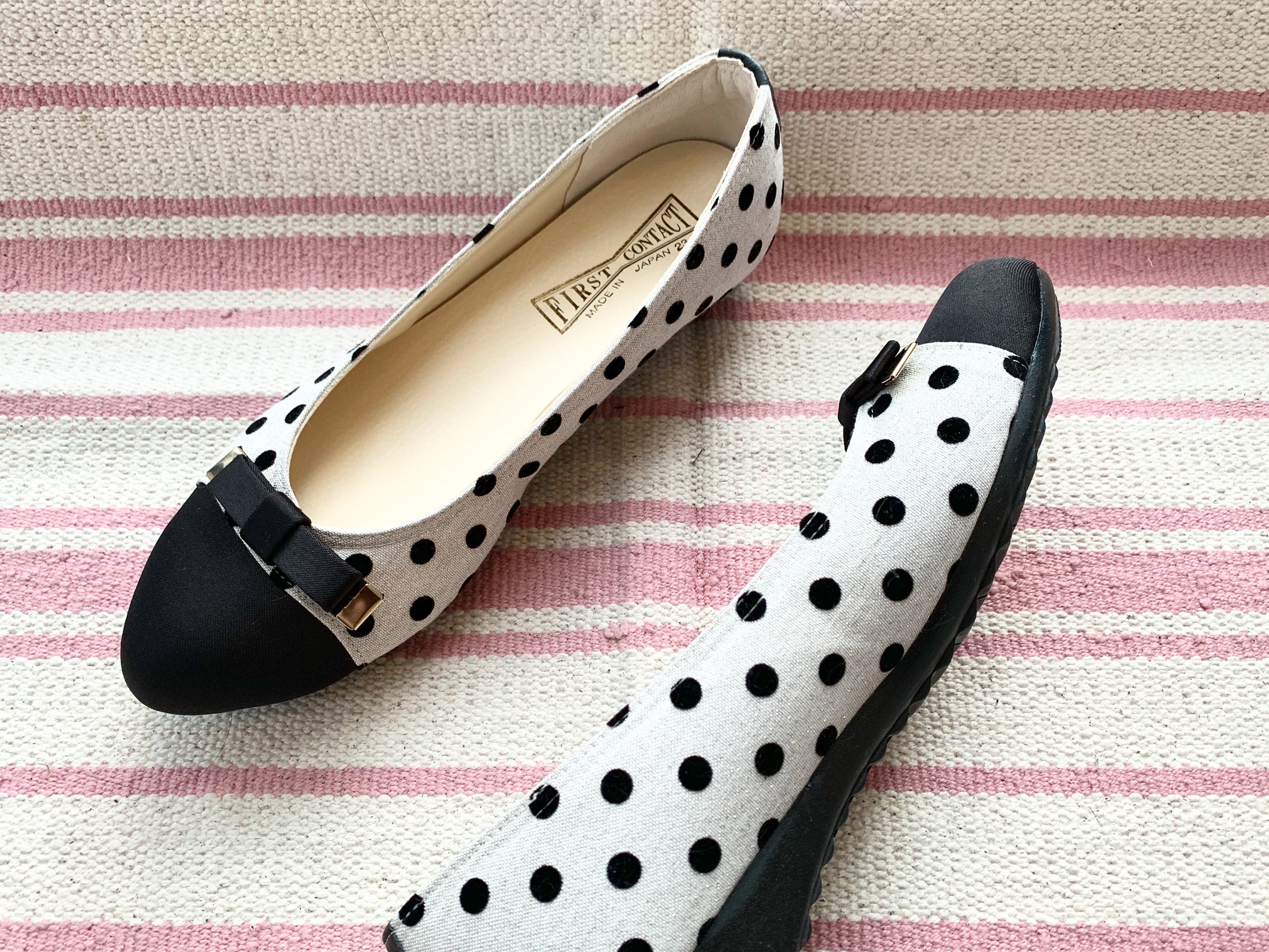 Japan Fashion Dots Pattern Flats with Bow (Soft Soles)