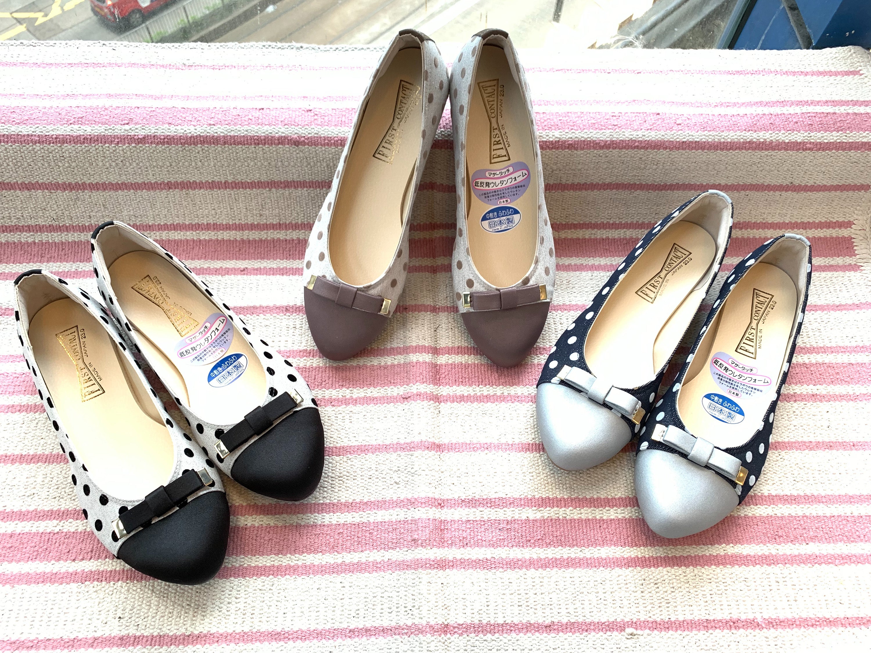 Japan Fashion Dots Pattern Flats with Bow (Soft Soles)