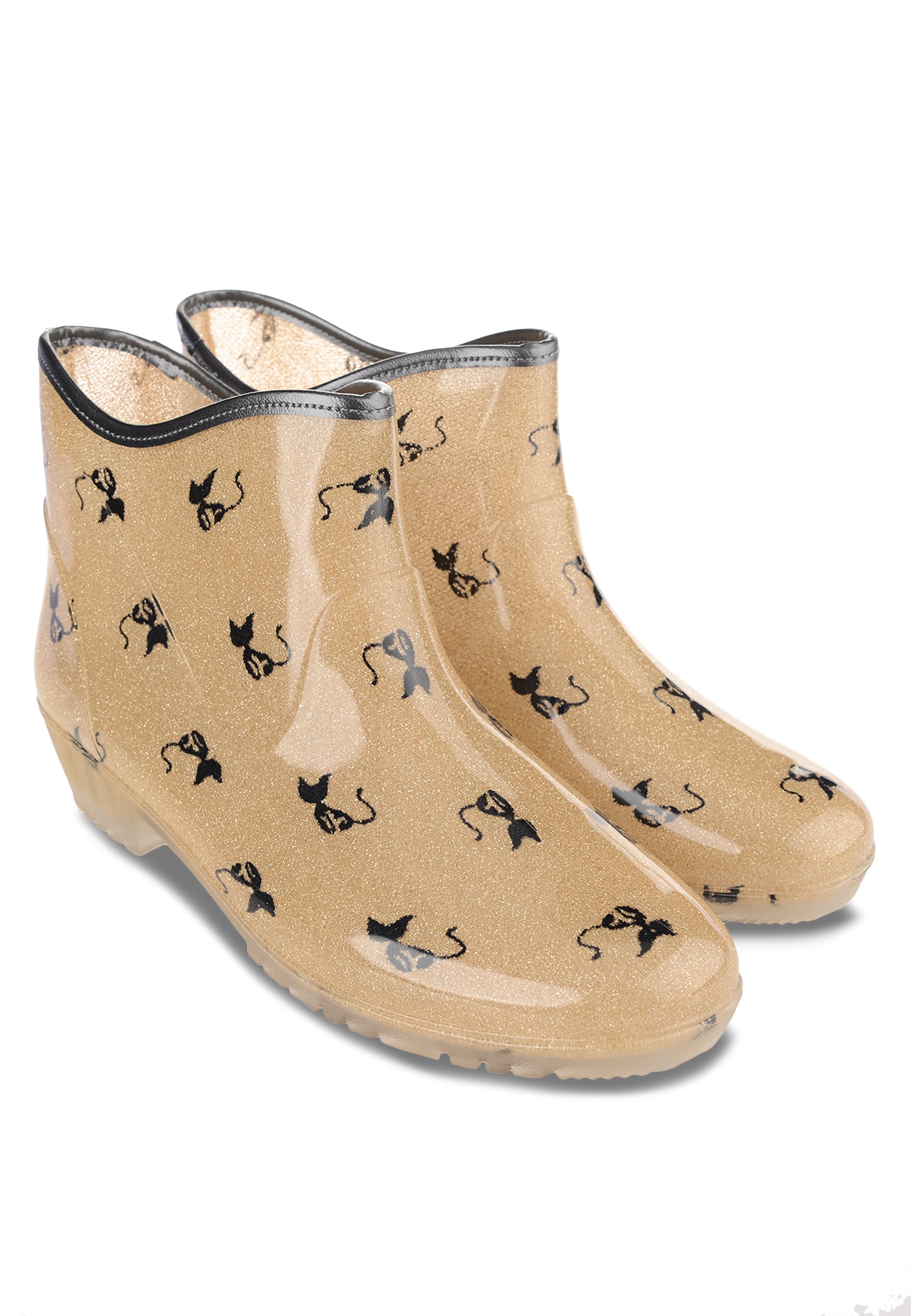 Cats Pattern Classic Lady Rain Boots with Heels